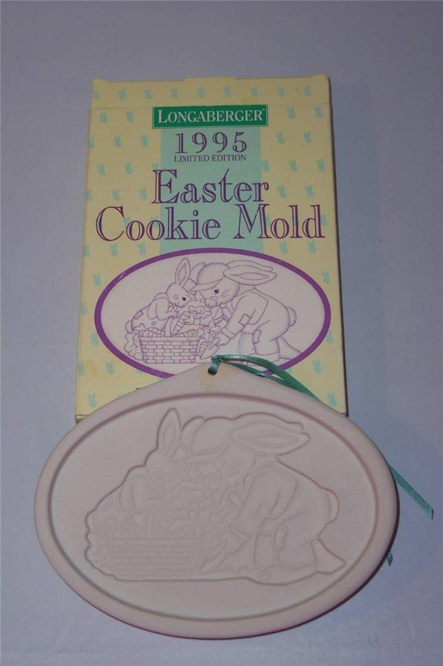 Longaberger Easter Cookie Mold 1995 Grandpa Bunny & Herbie -071401